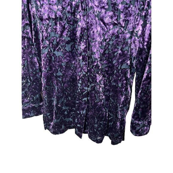 Vintage Preston & York Semi Sheer Purple Velvet Long Sleeve Blouse Top L - Picture 3 of 7